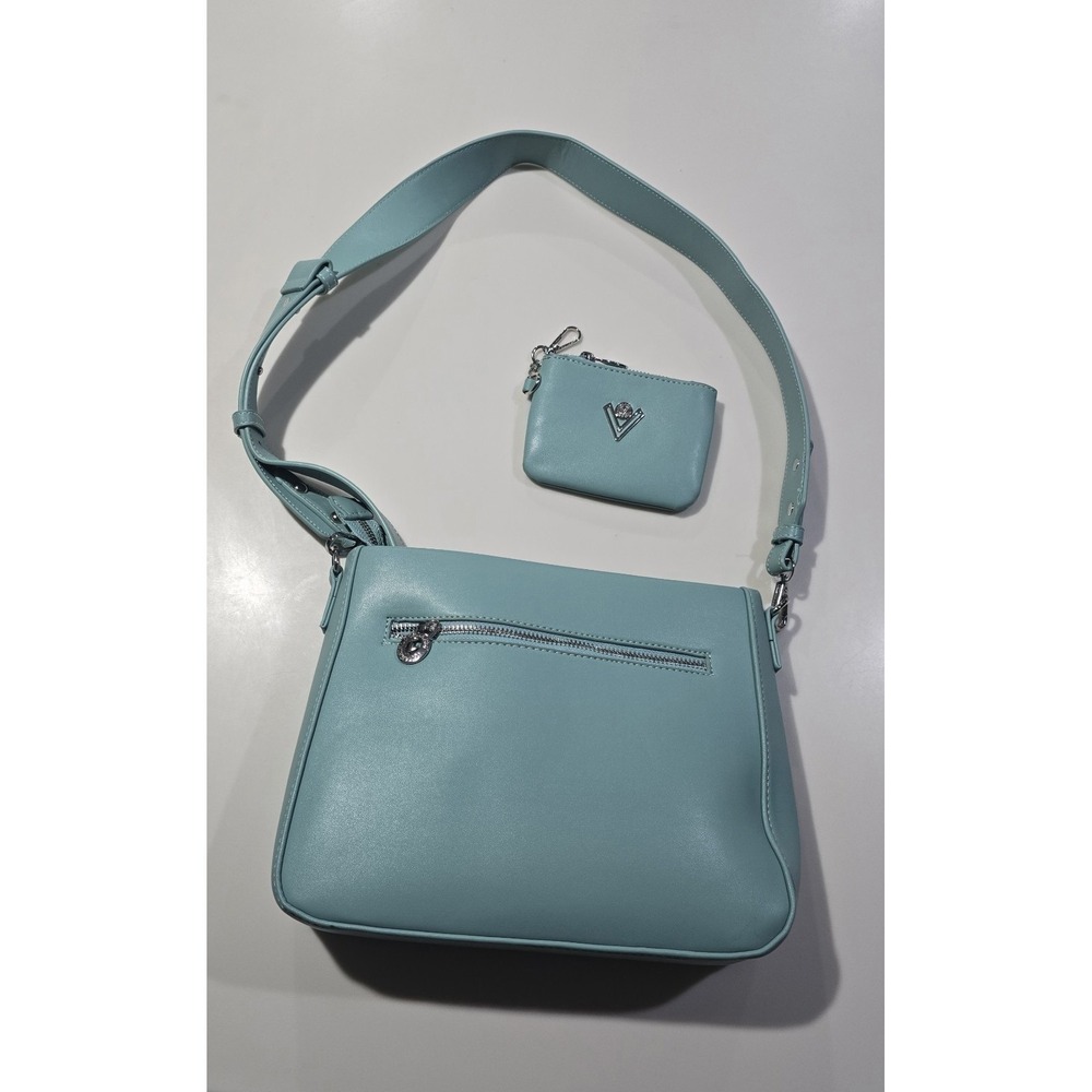Valentino Orlandi Embossed Teal Vegan‎ Leather Crossbody Bag w/ Wallet NWT - Picture 6 of 7